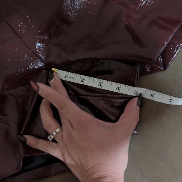 Women's Burgundy Faux Leather Shorts - Picture 12 of 16
